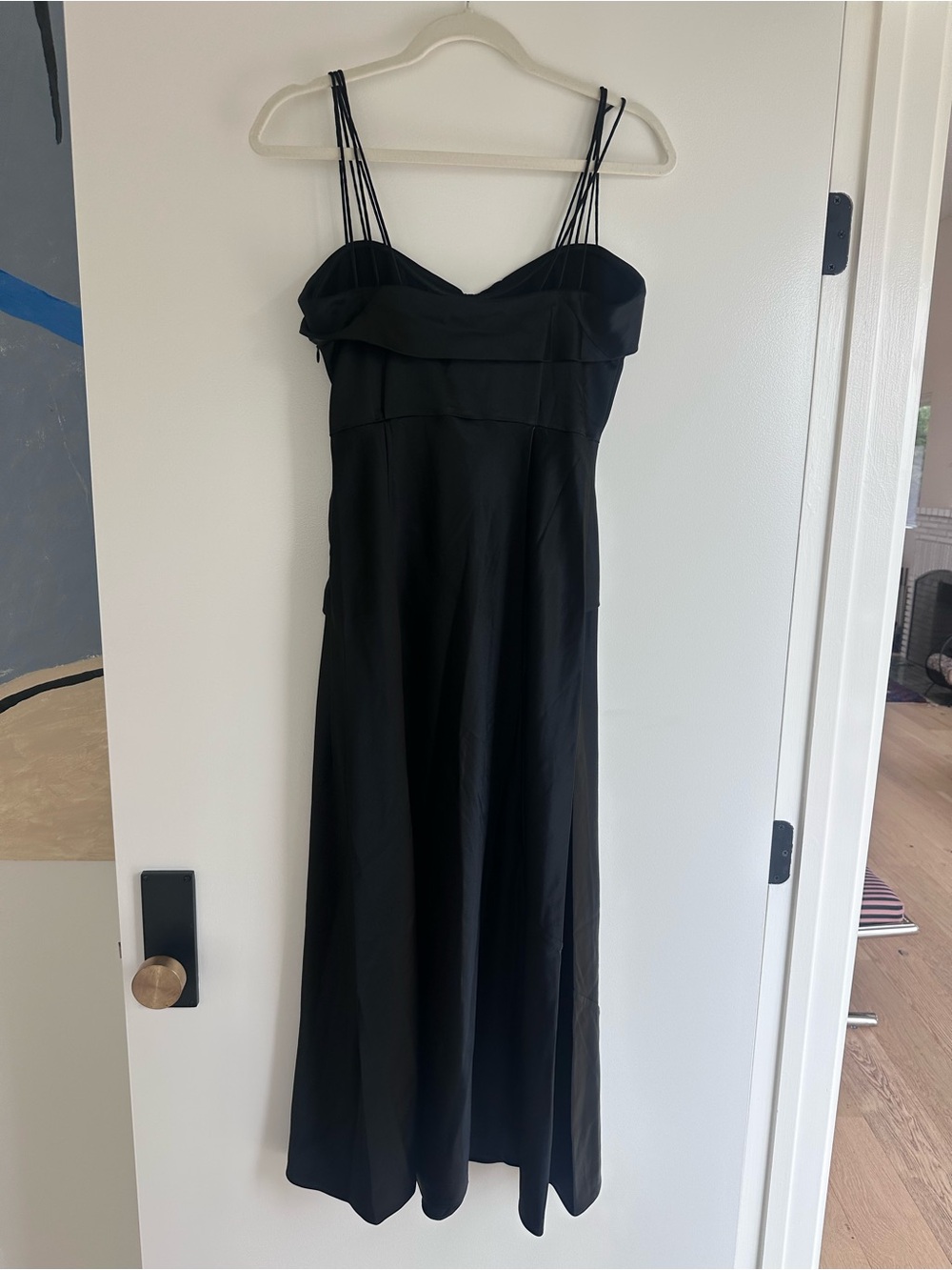 Doen Donetta Silk Black Strappy Midi Dress with Bow Detail - Picture 4 of 5